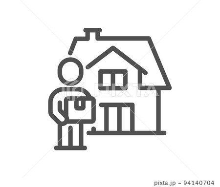 Delivery man line icon. Courier with package sign. Things deliver symbol. Quality design element. Linear style delivery man icon. Editable stroke. Vector Delivery man line icon. Courier with package sign. Things deliver symbol. Quality design element. Linear style delivery man icon. Editable stroke. Vector 94140704