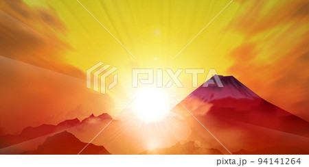 初日の出 赤富士 背景素材 初日の出 赤富士 背景素材 94141264