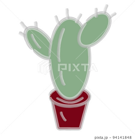 Cactus image with thorns in a flower pot on a transparent background with watercolor stroke. Isolate Cactus image with thorns in a flower pot on a transparent background with watercolor stroke. Isolate 94141848
