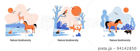 Biodiversity in nature as environment variety of life on Earth planet. Saving wildlife ecosystem metaphor Biodiversity in nature as environment variety of life on Earth planet. Saving wildlife ecosystem metaphor 94142850