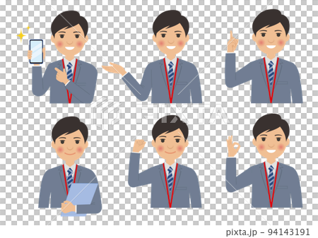 スマホ販売スタッフのポーズセット 94143191