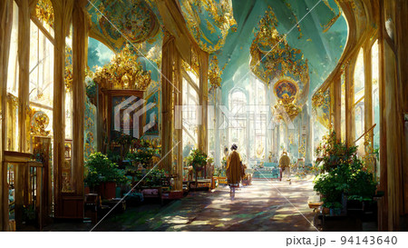 宮殿風植物園のイラスト素材