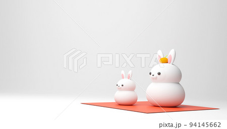 鏡餅 うさぎ 親子 置物 94145662