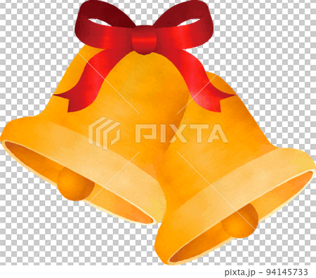 Christmas　金のクリスマスベル　オーナメント　水彩　油絵　アナログタッチ　イラスト素材 94145733