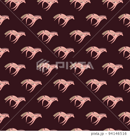 Hand drawn horse seamless pattern. Cute cartoon wallpaper with wild flower and stylized animals. Hand drawn horse seamless pattern. Cute cartoon wallpaper with wild flower and stylized animals. 94146516
