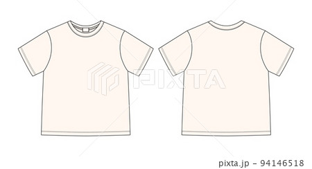 Apparel technical sketch unisex t shirt. Light milk color. T-shirt design template. Apparel technical sketch unisex t shirt. Light milk color. T-shirt design template. 94146518