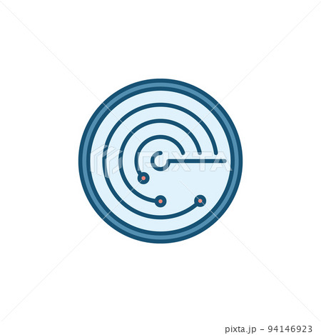 Radiolocation or Radar vector concept round colored icon 94146923