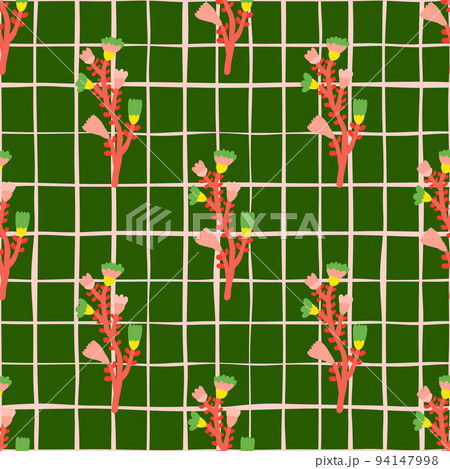 Hand drawn flower seamless pattern. Naive art. Cute floral wallpaper. Abstract plants endless backdrop. 94147998