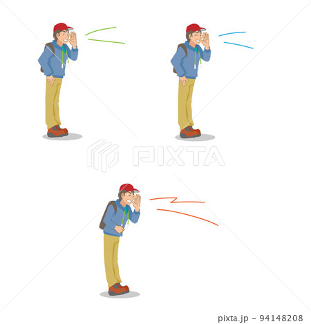 山の頂上で叫ぶ男性のベクター素材 山の頂上で叫ぶ男性のベクター素材 94148208