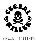 Halloween funny quote Cereal killer with spoons, skull. 94153454