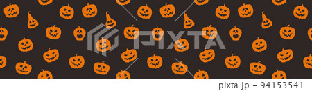 Creepy Halloween banner with pumpkins. Seamless pattern. Vector Creepy Halloween banner with pumpkins. Seamless pattern. Vector 94153541