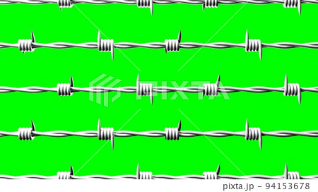 White barbwire on green chroma key background. 94153678
