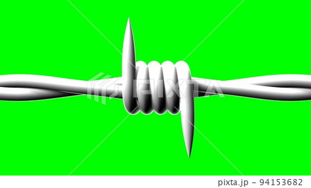 White barbwire on green chroma key background. 94153682