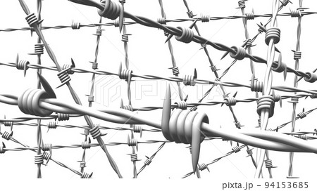White barbwire on white background. 94153685