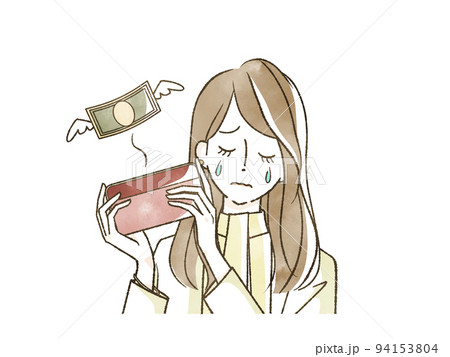 お金が無くて泣いている女性 94153804