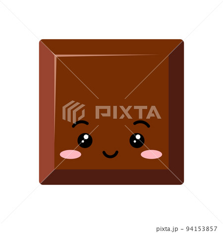 Cute square chocolate bar piece kids emoji character vector icon. Cute square chocolate bar piece kids emoji character vector icon. 94153857