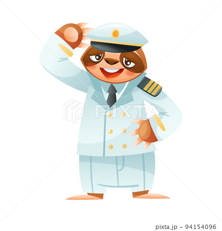 Funny Sloth Mammal as Captain Wearing Professional White Uniform Saluting Vector Illustration Funny Sloth Mammal as Captain Wearing Professional White Uniform Saluting Vector Illustration 94154096