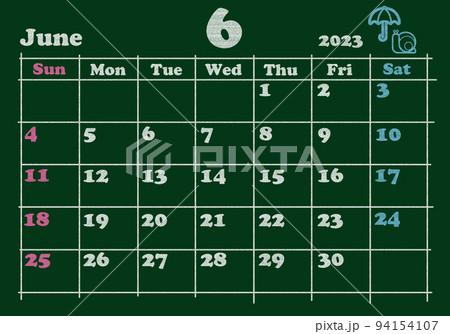 June 2023 chalkboard calendar - Stock Illustration [95934804] - PIXTA