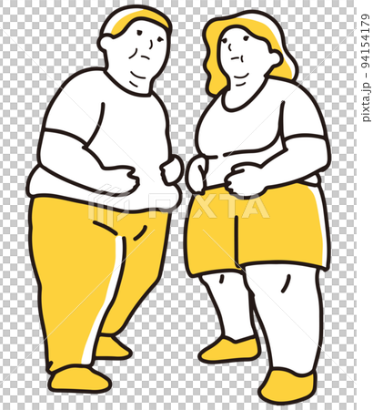 太いことを気にする男女 94154179