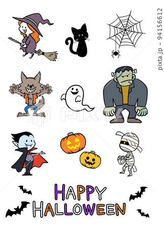 ハロウィンの文字入りモンスターセット 94156612