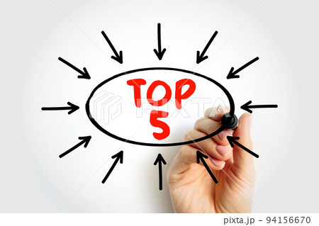 Top 5 text with arrows, concept for presentations and reports 94156670