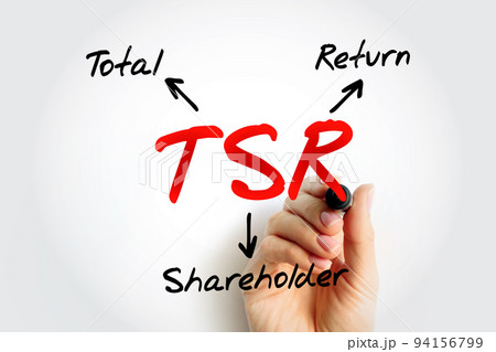 TSR Total Shareholder Return - measure of the performance of different companies' stocks and shares over time, acronym text concept background 94156799