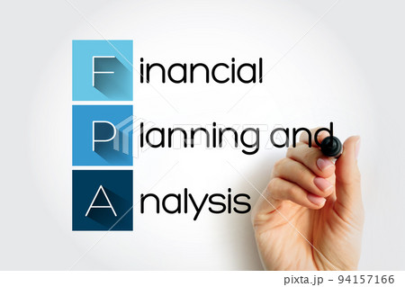 FPA Financial Planning and Analysis - set of four activities that support an organization's financial health, acronym text with marker 94157166