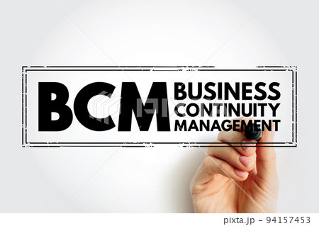 BCM Business Continuity Management - framework for identifying an organization's risk of exposure to internal and external threats, acronym text stamp concept background BCM Business Continuity Management - framework for identifying an organization's risk of exposure to internal and external threats, acronym text stamp concept background 94157453