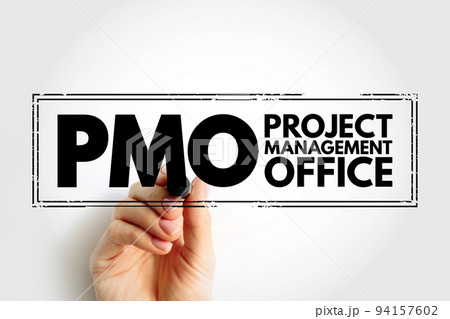 PMO Project Management Office - department that defines, maintains and ensures project management standards across an organization, acronym text stamp concept background 94157602