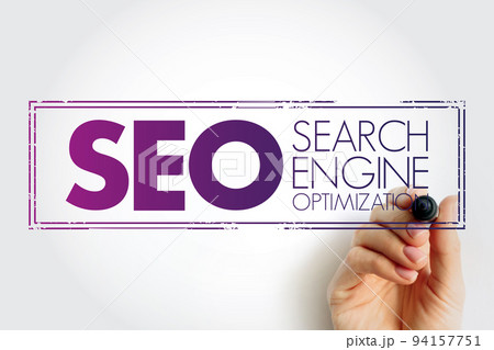 SEO Search Engine Optimization - process of improving the quality and quantity of website traffic to a website or a web page from search engines, acronym text stamp 94157751