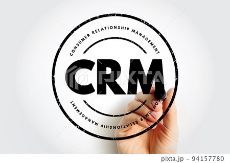 CRM Consumer Relationship Management - combination of practices, strategies and technologies that companies use to manage and analyze customer interactions, acronym text stamp 94157780