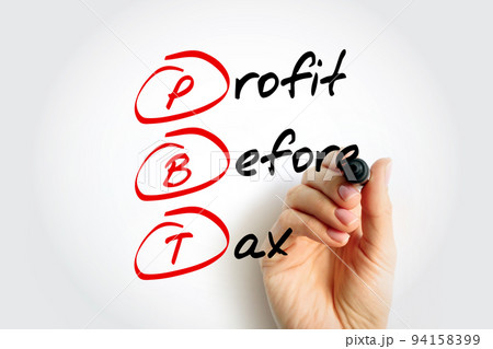 PBT Profit Before Tax - measure that looks at a company's profits before the company has to pay corporate income tax, acronym text concept background 94158399