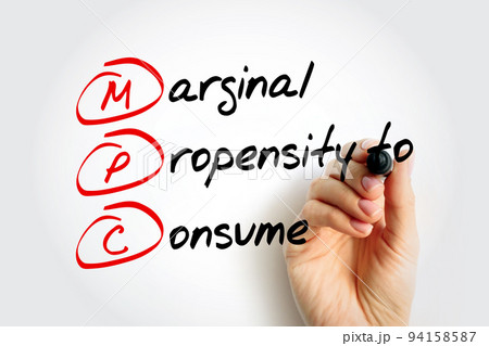 MPC Marginal Propensity to Consume - proportion of an increase in income that gets spent on consumption, acronym text with marker 94158587