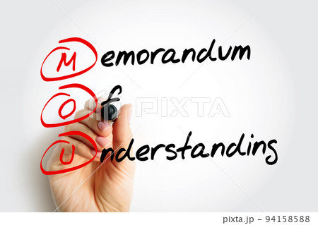 MOU Memorandum Of Understanding - type of agreement between two or more parties, acronym text concept with marker 94158588