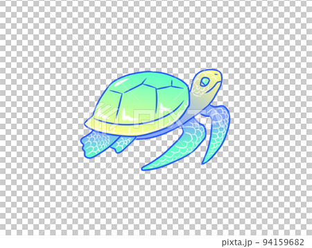 七彩海龜淺藍綠黃漸變 94159682