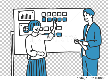 Illustration of two staff presenting 94160885
