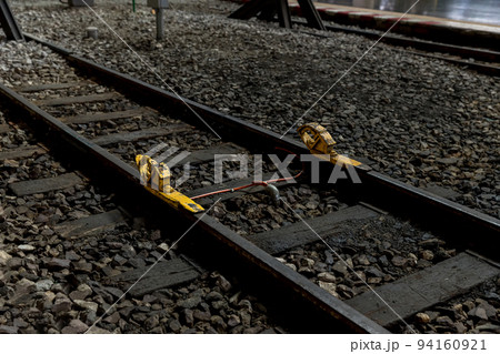 Train stopper or Train bumper installed on track for break. Train stopper or Train bumper installed on track for break. 94160921