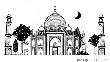 Hand drawing of the Muslim mosque Ramadan kareem traditional Islamic holiday Vector illustration 94160977