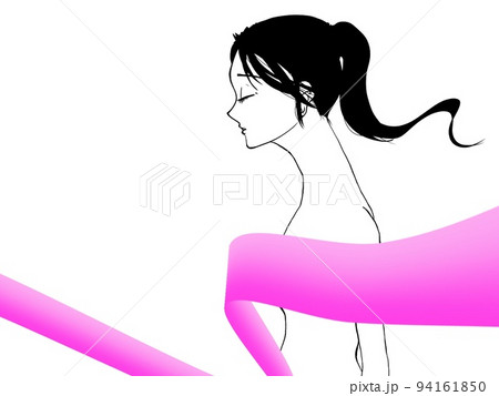 ピンクのリボンと女性 ピンクのリボンと女性 94161850