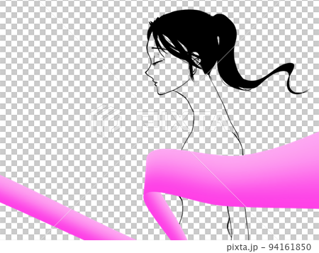 ピンクのリボンと女性 ピンクのリボンと女性 94161850
