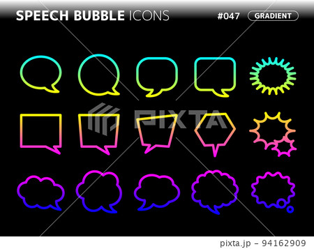 吹き出しに関連するグラデーションスタイルのアイコンセット_047 94162909