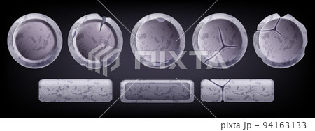 Stone vector button set, RPG UI rock frame game...のイラスト素材 [94163133 ...