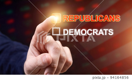 Man pointing to USA Republican party choice Man pointing to USA Republican party choice 94164856