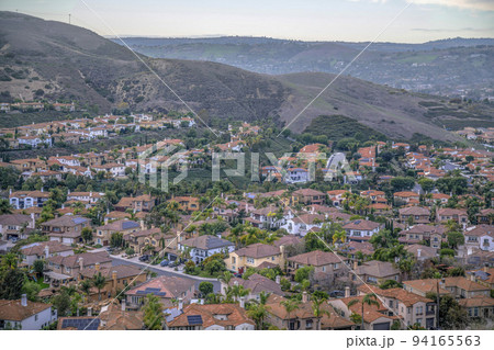 View from a hiking trail of villas on a subdivision at San Clemente, California 94165563