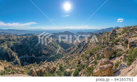 Mount Lemmon, Arizona- Mountainside highway and rock formations view from above 94165761