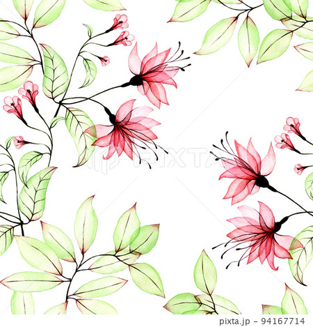 Watercolor Seamless Pattern With Transparent のイラスト素材