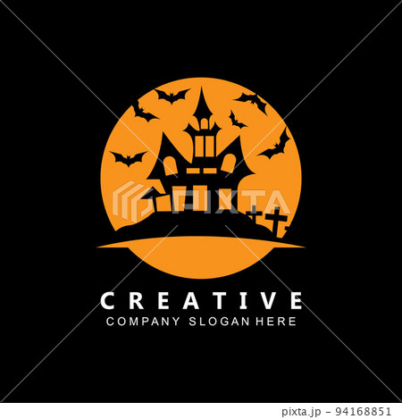 halloween bat and haunted house logo template vector icon halloween bat and haunted house logo template vector icon 94168851