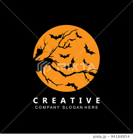 halloween bat and haunted house logo template vector icon halloween bat and haunted house logo template vector icon 94168854