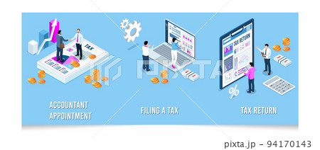 3D isometric Tax agent service concept with Tax calcultion, State Government taxation, Accountant appointment, filing the tax and Financial Tax Report. Eps10 vector illustration 3D isometric Tax agent service concept with Tax calcultion, State Government taxation, Accountant appointment, filing the tax and Financial Tax Report. Eps10 vector illustration 94170143