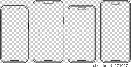 Smartphone body mockup 4 types (line drawing) 94171067